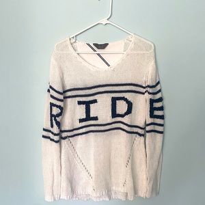 goode rider sweater white with black “ride” size M